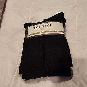 Gold Toe Signature Black Socks NEW IN PACKAGE SHOE SIZE-6-12.5. SIX PAIRS